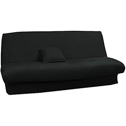Funda Futon 140X200 Antonouse Funda de clic clac extensible de 120 a 140 cm, 180 a 200 cm, color negro