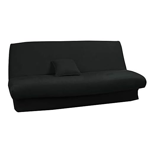 Antonouse Housse de clic clac Extensible 120 à 140cm-180 à 200cm (Noir) (Noir)