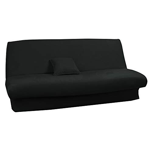 Antonouse Housse de clic clac Extensible 120 à 140cm-180 à 200cm (Noir)