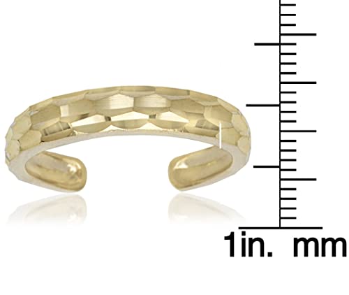 Jewelryweb Solid 10K Gold Adjustable Sparkle-Cut Band Toe Ring For Women Gold (4Mm X 15Mm) (White-Gold) #TOP2