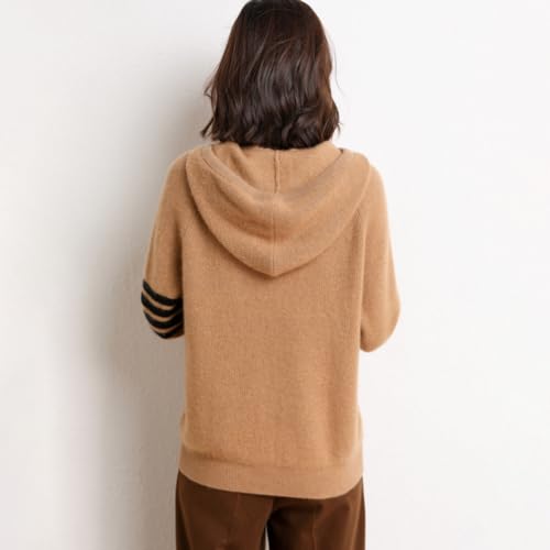 Image of Women's Long Sleeve Hoodie Cashmere and Wool Blend Pullover Tops Sweater