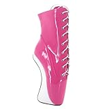 RJXGECUF Talon Aiguille Talons Hauts 18cm Chaussures de Ballet Boots Boots Lace Up Up Boots,Pink 45