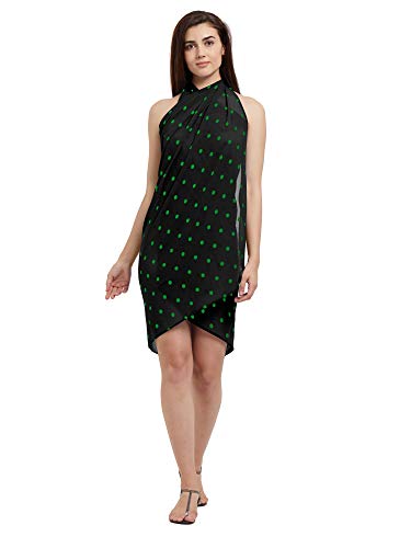 Mirchi Fashion Women's Beach Wear Wrap Sarong Polka Dot Printed Pareo Swimsuit (S368_Black)