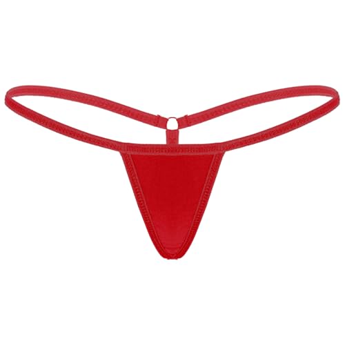 Jelory Womens Sexy Y Back G-String Micro Bikini Thongs Panties Low Rise T-Back Underpants Lingerie Red One Size