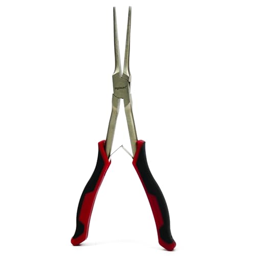 INGDAUM® Spitzzange 7 Zoll/ca. 175 mm lange Flachrundzange, vernickelt, zum Einführen, Biegen und Schneiden (Spitzzange lang, vernickelt)