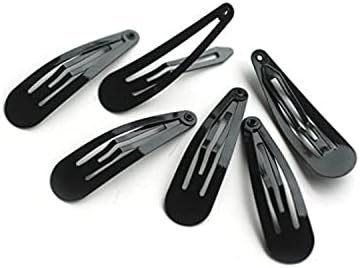 Alef Judaica Anti-rust Metal Snap Hair Clips for Women | Non Slip Metal Barrettes for Girls | Reusable Classic Snap Barrettes for All Hair Types | 4.9 cm Hair Accessories, Black, 50 pcs