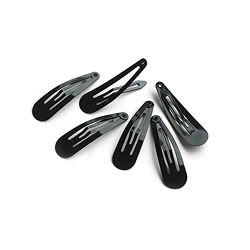 Alef Judaica Anti-Rust Metal Snap Hair Clips For Women | Non Slip Metal Barrettes For Girls | Reusable Classic Snap Barrettes For All Hair Types | 4.9 Cm Hair Accessories, Black, 50 Pcs #TOP18