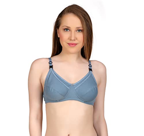 Image of Women Maternity Non Padded Bra - Made of Pure Cotton Full Coverage Non Wired Seamless Pushup Soft Cup for T-Shirt Saree Dress Sports Garment for Daily Use Everyday