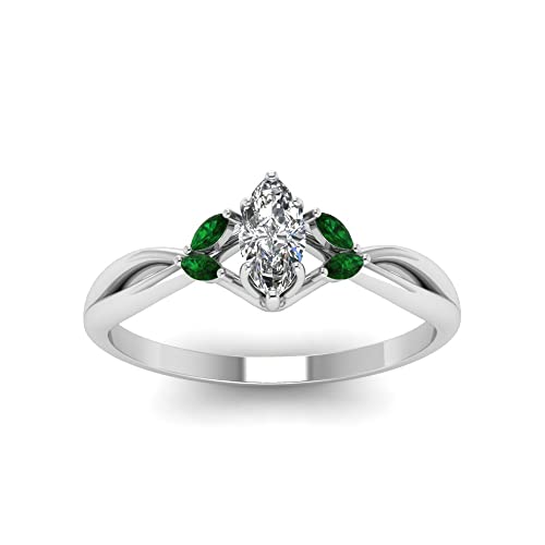 Image of Choose Your Gemstone Marquise Cut Twisted Petal Diamond CZ Ring sterling silver Marquise Shape Split Shank Engagement Ring for Women, Girls and Ladies US Size 4 to 12
