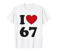 This I Love 67 design with a heart is a fun gift idea for humorous men, women, kids, and teens who love funny memes and Gen Alpha slang. This I Heart 67 clothing is a gift idea for moms, dads, him, her, boys, girls, and anyone who likes the viral Six...