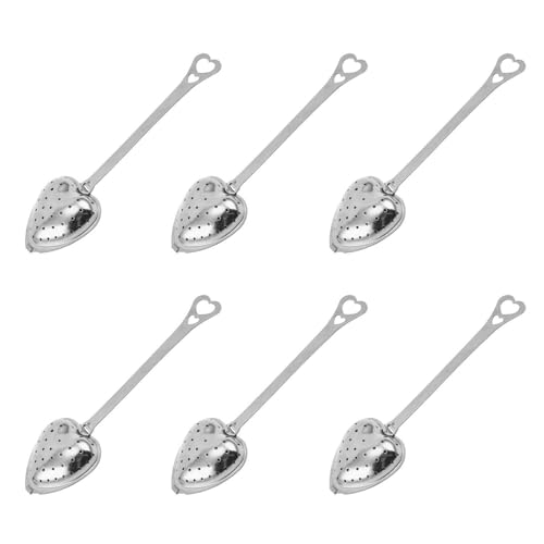 UDNFHL 6 Piezas De Cuchara De Filtro De Té En Forma De Corazón, Filtro De Té Creativo, Herramientas De Preparación De Té De Acero Inoxidable, Utensilios De Cocina, Accesorios para Beber Té.