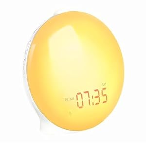 Wake Up Light, Sunrise Alarm Clock with 14 Colorful Light, Sleep Timer, Colored Sunset Simulation, White Noise Night Light for Kids, Heavy Sleepers, Ideal for Gift