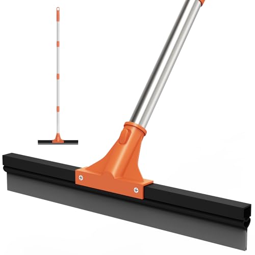 Floor Squeegee for Concrete Floor 18 Large Heavy Duty Squeegee for Floor Rubber Broom with 62 Long Handle for Bathroom Tile Garage Concrete Deck Shower Glass Window Cleaning
