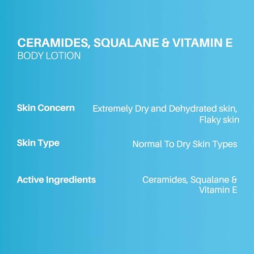 Image of DERMDOC Ceramides, Squalane & Vitamin E Deep Moisturising Creme Body Lotion (200 ml) | body lotion for dry skin | non-greasy moisturizer, quick absorbing, long lasting moisture