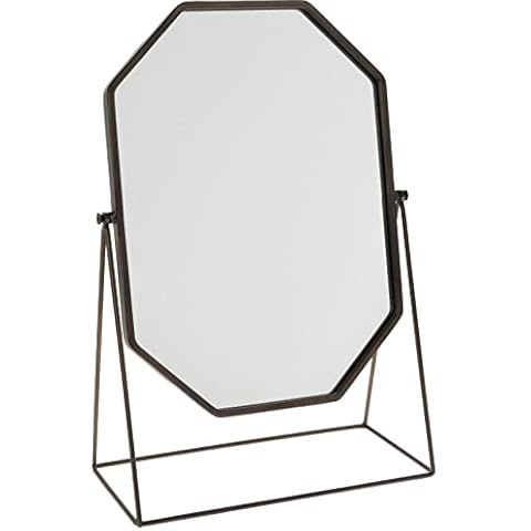 Rammento Large 43cm Hexagon Dressing Table Mirror Make Up Mirror Shaving Mirror Tilting Cover
