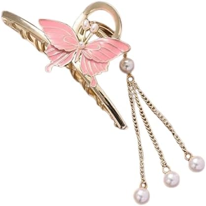 M T BROTHERS - 1 Pcs Big Fancy Metal Non-Slip Hair Clip, Large Jaw Clips, for Women Thin Thick Curly Hair Pearl Hair Clips Sparkly Hold Hair Jaw Clips (CLASSY, PATTERN 2)