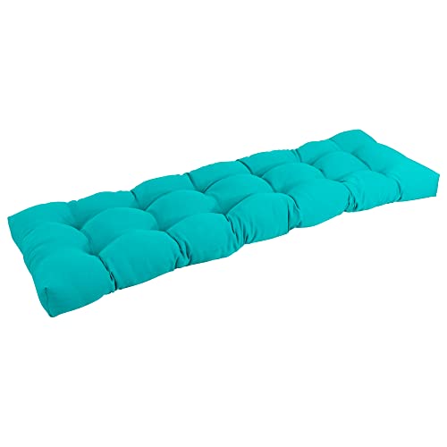 Blazing Needles Twill Tufted Bench Cushion, 55" x 19", Aqua Blue 1 Count