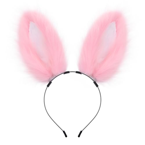 HAOAN Animal Bunny Ears Headband Faux Fur Furry Headwear Hairband for Easter Halloween Party Christmas