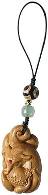 Aesthetic Phone Charm Strap Wood Carved Fox Decorative Pendant Hanging String Keychain Phone Lanyard Wooden Phone Chain