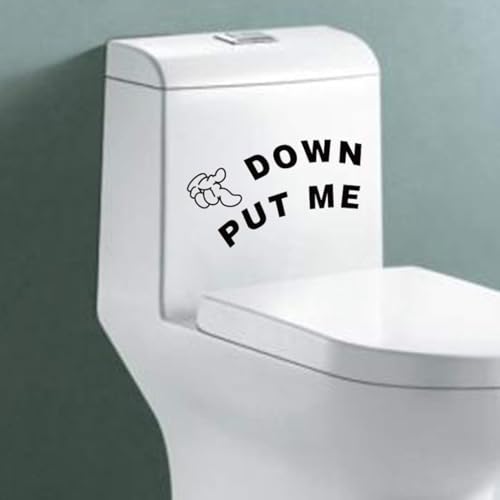 Schwarzer wasserdichter selbstklebender Aufkleber Schild Put Me Down Geste Handaufkleber Badezimmer Toilettensitz Aufkleber Toilettendeckel Abziehbilder Stilvolles Toilettenzubehör