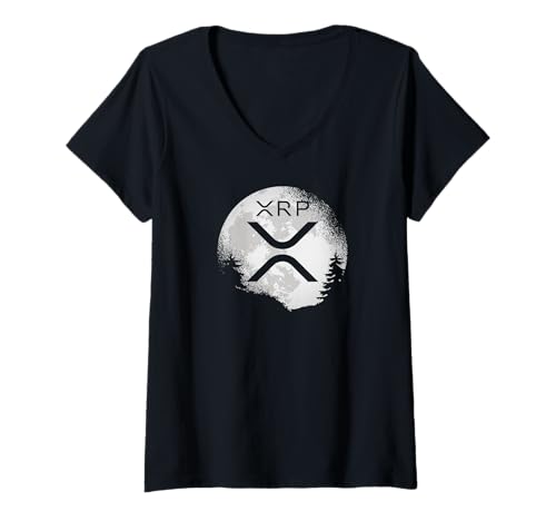 Womens XRP Hodl To The Moon Crypto V-Neck T-Shirt