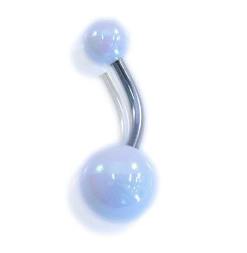 Vault 101 Limited Surgical Steel Belly Naval Bar with Metallic Pearlescent Coated Balls