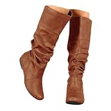 NTYHDFDG Women's Knee High Boots Flat Heel Round Toe...