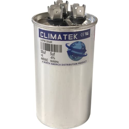27L601 - 50 + 5 uf MFD 440 Volt VAC - ClimaTek Round Dual Run Capacitor Upgrade for GE