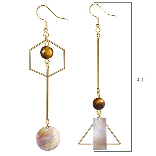 Boho Mismatch Asymmetry Shell Earrings for Women - Fashion Geometric Abstract Earrings Minimalist Hook Earrings2