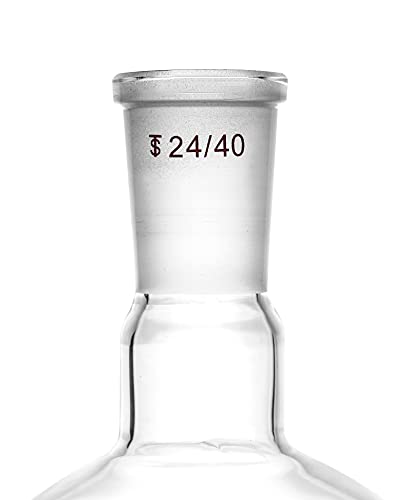Qwork Glass 500Ml Single Neck Flat Bottom Boiling Flask, With 24/40 Standard Joint, 2 Pack Heavy Wall Distillation Receiving Apparatus, Taper Outer Joint Lab Glassware, 500Ml #TOP3