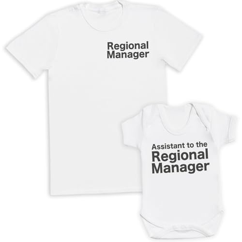Assistant Regional Manager Father & Baby Matching Gift Set - Set of 2 - Dad & Baby - White
