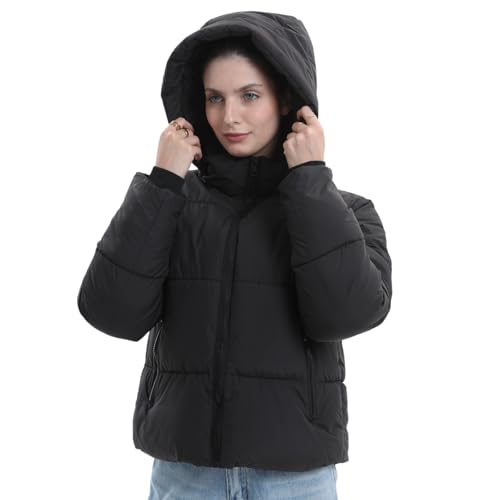 PUFFIT Damen Winter Jacke mit Kapuze Warmer Wasserdicht Winterjacke Steppmantel Female Jacken