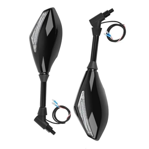 Vagary 10mm Glossy Black LED Turn Signals Side Rearview Mirrors For Universal for Bike (Bike Mirror Indicator)