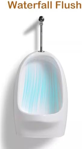 High Efficiency Yellow Wall-Mounted Urinal Screen for Kids, Manual Flush Valve Ceramic Trough, Ideal for Bar, Bathroom, Hotel, and Shop Use.