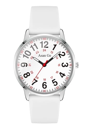 Asan Ge White Watches for Women Fashion 3ATM Waterproof Minimalist Lightweight Easy-to-Read Analog Silicone Watch Suitable for Daily Work Leisure Outdoors