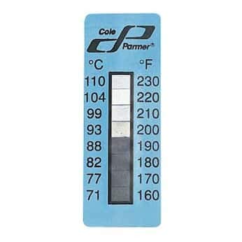 Digi-Sense Irreversible 5 to Point Vertical Temperature Label, 171 to 210°F/77 to 99°C: 10/Pk
