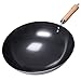 Sartenes de hierro martillado a mano ligeros wok y agitados con mango de madera, 12.6 pulgadas, sin revestimiento, sin pintura, menos aceite, cacerola wok