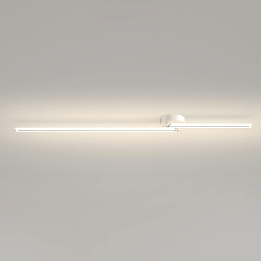 Elksdut Minimalist Semi Flush Mount Ceiling Lamp, Modern Chandeliers Linear Close-to-Ceiling Lights for Living Room Bedroom Hallway Kitchen, 3-Color Mode