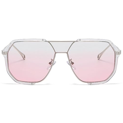 willochra Fashion Oversized Square Women Sunglasses Vintage Punk Men Outdoor Eyewear Shades UV400 (pink)