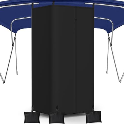 Yexcend Privacy Tent for Boats, 800D Waterproof Fabric Boat Privacy Curtain Pontoons Changing Room with Windproof Sandbags, Easy to Install Under Bimini Top, 30