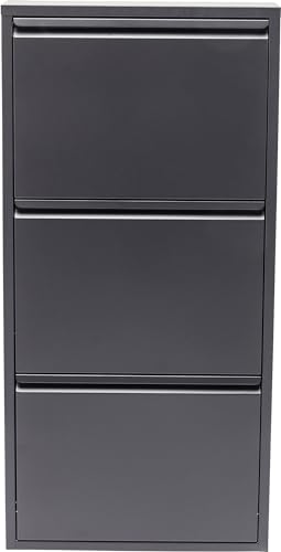 Kare Design zapatero Caruso antracita con 3 compartimentos, zapatero con espacio para guardar hasta 6 pares de zapatos, dos agujeros para montaje en pared, 103 x 50 x 14 cm (h/w/d)