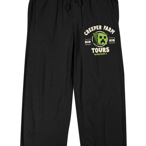 Minecraft Creeper Farm Tours Adult Black Sleep Pajama Pants2