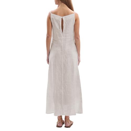 Amazhiyu Women's 100% Linen Sleevelesss Black Tie Maxi Dresses Summer Casual3
