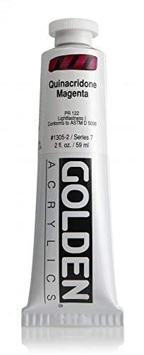 Heavy Body Acrylics by GOLDEN, Quinacridone Magenta, 2 fl. oz. Tube, Professional Acrylic Paint, Transparent