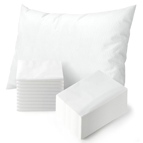 Image of JMU 100PCS Disposable Pillow Case 21 inch x 30 inch, Tissue /Poly Medical Pillow Covers Sleeves, White