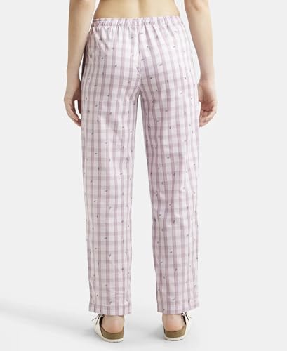 Image of Jockey RX06 Women's Super Combed Cotton Woven Fabric Relaxed Fit Striped Pyjama with Side Pockets (Checks & Prints May Vary)