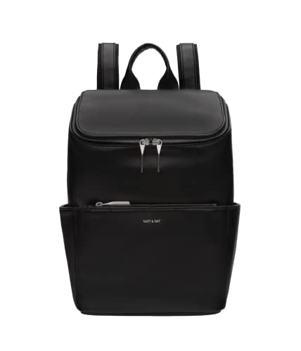 Matt & Nat Vegan Handbags, Brave Backpack, Black Shiny Nickel (Black)