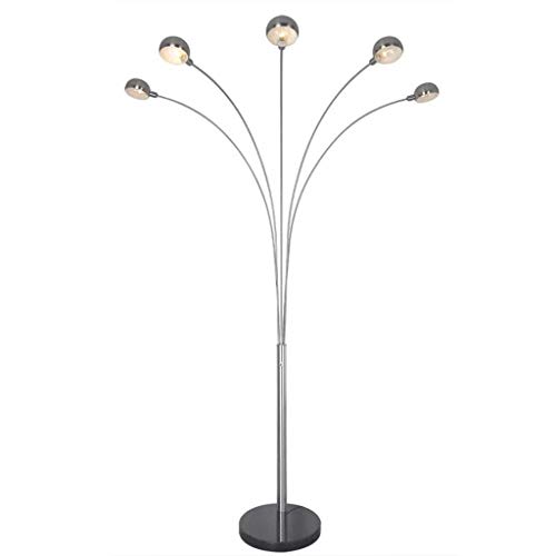 Lampadaire Lampadaire, Lampe incurvée multi-têtes à LED Lampadaire moderne à 5 bras, peut être placé dans le canapé du salon derrière la lampe de pêche à cinq têtes en acier inoxydable Salon Lampadair