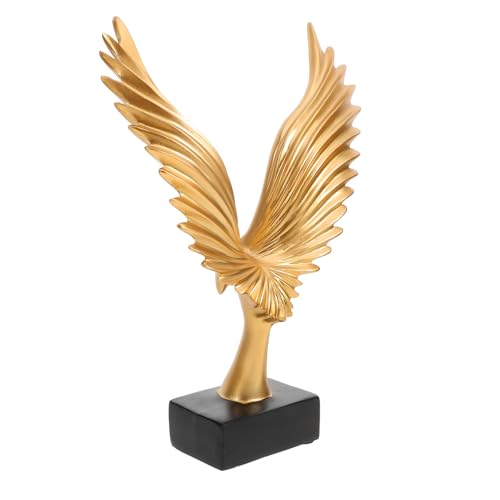 jojofuny Sculpture D'oiseau Dapeng en Résine Dorée, Décoration Intérieure Bureau et Salon, Statue Abstraite d'aigle Ailes Déployées, Présent Original...