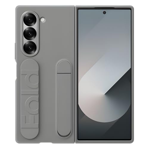 Image of Polycarbonate & Tempered Glass Compatible with Samsung Galaxy Z Fold 7 Case with Wristband Stand, Built-in Screen & Lens Protection, Shockproof Full Body Protection (Grey)
